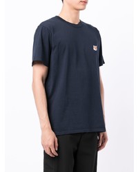 dunkelblaues T-Shirt mit einem Rundhalsausschnitt von MAISON KITSUNÉ