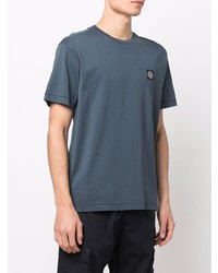 dunkelblaues T-Shirt mit einem Rundhalsausschnitt von Stone Island