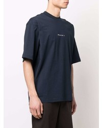 dunkelblaues T-Shirt mit einem Rundhalsausschnitt von Marni
