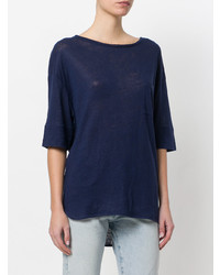 dunkelblaues T-Shirt mit einem Rundhalsausschnitt von Woolrich