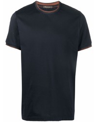 dunkelblaues T-Shirt mit einem Rundhalsausschnitt von Loro Piana