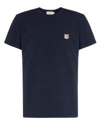 dunkelblaues T-Shirt mit einem Rundhalsausschnitt von MAISON KITSUNÉ