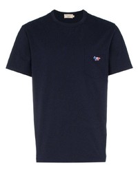 dunkelblaues T-Shirt mit einem Rundhalsausschnitt von MAISON KITSUNÉ