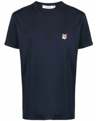 dunkelblaues T-Shirt mit einem Rundhalsausschnitt von MAISON KITSUNÉ