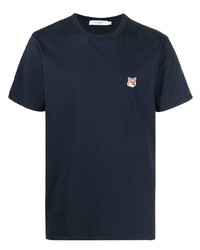 dunkelblaues T-Shirt mit einem Rundhalsausschnitt von MAISON KITSUNÉ