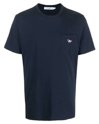 dunkelblaues T-Shirt mit einem Rundhalsausschnitt von MAISON KITSUNÉ