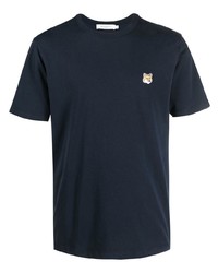 dunkelblaues T-Shirt mit einem Rundhalsausschnitt von MAISON KITSUNÉ