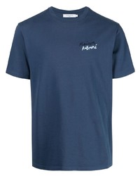 dunkelblaues T-Shirt mit einem Rundhalsausschnitt von MAISON KITSUNÉ