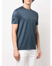 dunkelblaues T-Shirt mit einem Rundhalsausschnitt von Emporio Armani