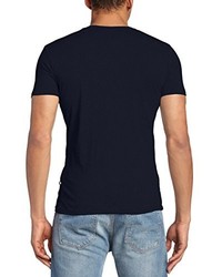 dunkelblaues T-Shirt mit einem Rundhalsausschnitt von Minimum
