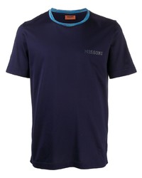 dunkelblaues T-Shirt mit einem Rundhalsausschnitt von Missoni