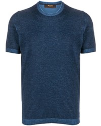 dunkelblaues T-Shirt mit einem Rundhalsausschnitt von Moorer
