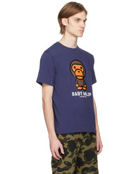 dunkelblaues T-Shirt mit einem Rundhalsausschnitt von BAPE