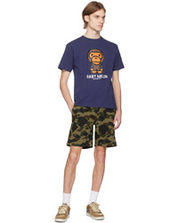 dunkelblaues T-Shirt mit einem Rundhalsausschnitt von BAPE