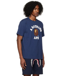 dunkelblaues T-Shirt mit einem Rundhalsausschnitt von BAPE