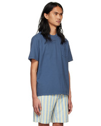 dunkelblaues T-Shirt mit einem Rundhalsausschnitt von Doppiaa