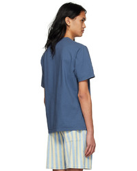 dunkelblaues T-Shirt mit einem Rundhalsausschnitt von Doppiaa