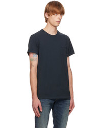 dunkelblaues T-Shirt mit einem Rundhalsausschnitt von RRL