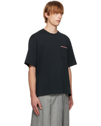 dunkelblaues T-Shirt mit einem Rundhalsausschnitt von Thom Browne