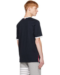 dunkelblaues T-Shirt mit einem Rundhalsausschnitt von Thom Browne