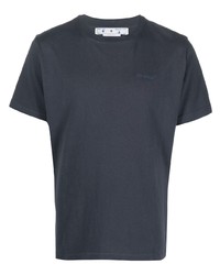 dunkelblaues T-Shirt mit einem Rundhalsausschnitt von Off-White