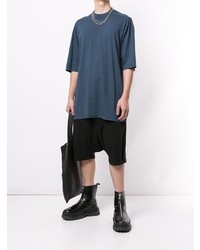 dunkelblaues T-Shirt mit einem Rundhalsausschnitt von Rick Owens DRKSHDW