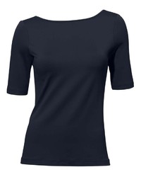 dunkelblaues T-Shirt mit einem Rundhalsausschnitt von PATRIZIA DINI by Heine