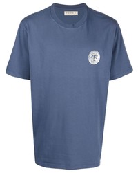 dunkelblaues T-Shirt mit einem Rundhalsausschnitt von Paura