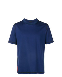 dunkelblaues T-Shirt mit einem Rundhalsausschnitt von Prada