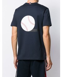 dunkelblaues T-Shirt mit einem Rundhalsausschnitt von Thom Browne