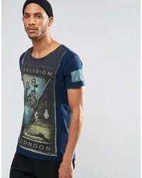 dunkelblaues T-Shirt mit einem Rundhalsausschnitt von Religion