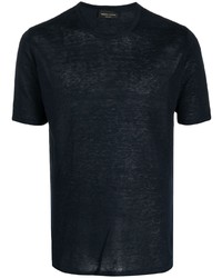 dunkelblaues T-Shirt mit einem Rundhalsausschnitt von Roberto Collina