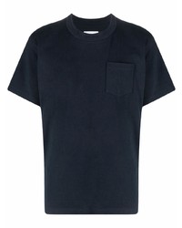 dunkelblaues T-Shirt mit einem Rundhalsausschnitt von Sacai