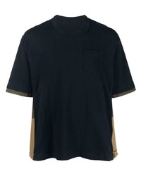 dunkelblaues T-Shirt mit einem Rundhalsausschnitt von Sacai