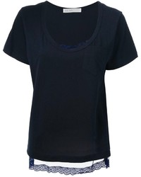 dunkelblaues T-Shirt mit einem Rundhalsausschnitt von Sacai