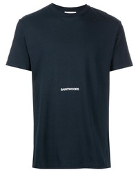dunkelblaues T-Shirt mit einem Rundhalsausschnitt von Saintwoods