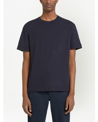 dunkelblaues T-Shirt mit einem Rundhalsausschnitt von Zegna