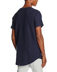 dunkelblaues T-Shirt mit einem Rundhalsausschnitt von Sik Silk