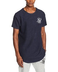dunkelblaues T-Shirt mit einem Rundhalsausschnitt von Sik Silk