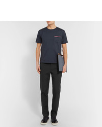 dunkelblaues T-Shirt mit einem Rundhalsausschnitt von Thom Browne