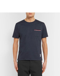 dunkelblaues T-Shirt mit einem Rundhalsausschnitt von Thom Browne