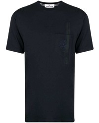 dunkelblaues T-Shirt mit einem Rundhalsausschnitt von Stone Island