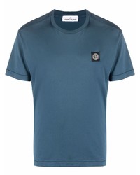 dunkelblaues T-Shirt mit einem Rundhalsausschnitt von Stone Island