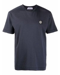 dunkelblaues T-Shirt mit einem Rundhalsausschnitt von Stone Island