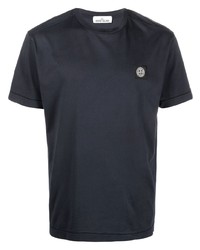 dunkelblaues T-Shirt mit einem Rundhalsausschnitt von Stone Island