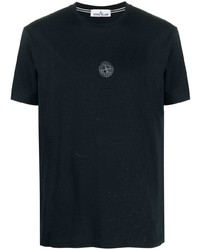 dunkelblaues T-Shirt mit einem Rundhalsausschnitt von Stone Island