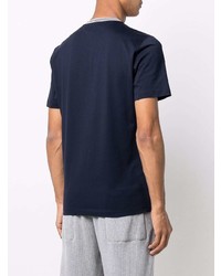 dunkelblaues T-Shirt mit einem Rundhalsausschnitt von Brunello Cucinelli