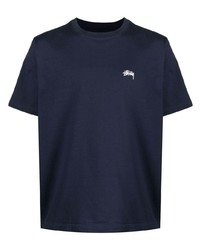 dunkelblaues T-Shirt mit einem Rundhalsausschnitt von Stussy