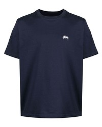 dunkelblaues T-Shirt mit einem Rundhalsausschnitt von Stussy