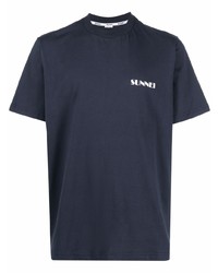 dunkelblaues T-Shirt mit einem Rundhalsausschnitt von Sunnei